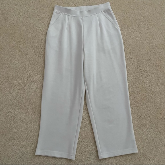 Elastic Waist Comfort Crop Pant With Pockets Size XS White - Picture 9 of 12